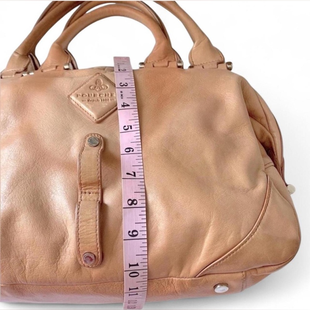 Rare Vintage Pourchet Paris Slouchy Leather Double Handle Boho Satchel - Picture 6 of 16